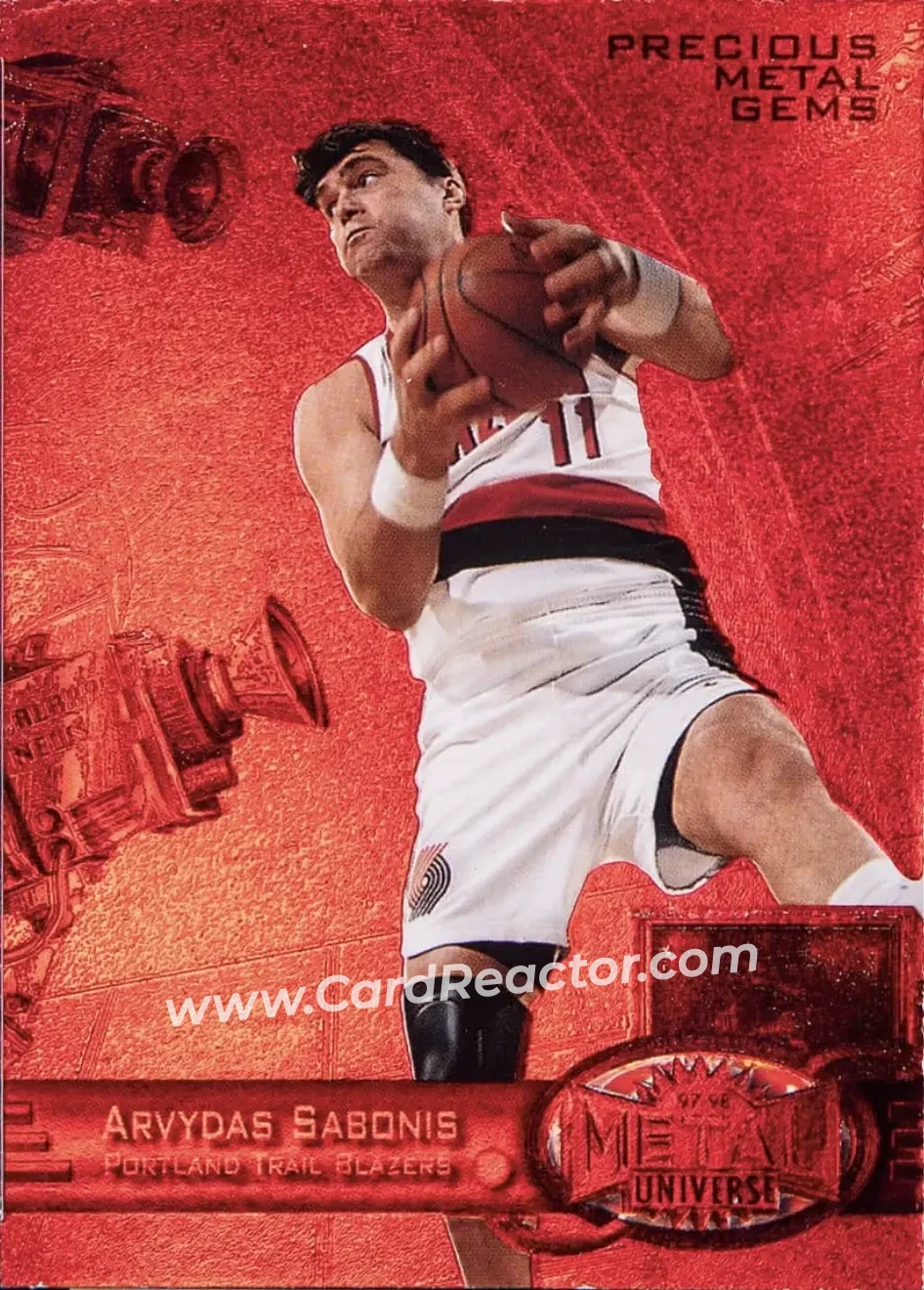 1997-98 Metal Universe - Precious Metal Gems Red #37 PMG - Arvydas Sabonis - Portland Trail Blazers - Front