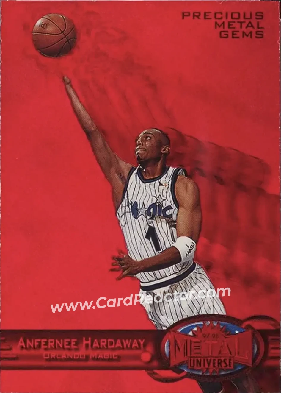 1997-98 Metal Universe - Precious Metal Gems Red #45 PMG - Anfernee Hardaway - Orlando Magic - Front