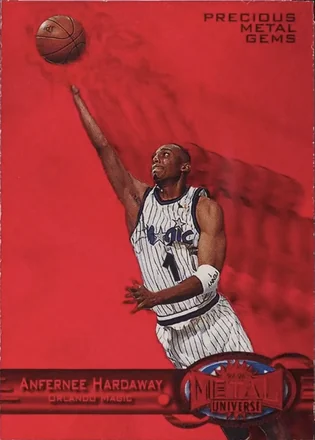 1997-98 Metal Universe - Precious Metal Gems Red #45 PMG - Anfernee Hardaway - Orlando Magic 1997-98 Metal Universe - Precious Metal Gems Red #45 PMG - Anfernee Hardaway - Orlando Magic