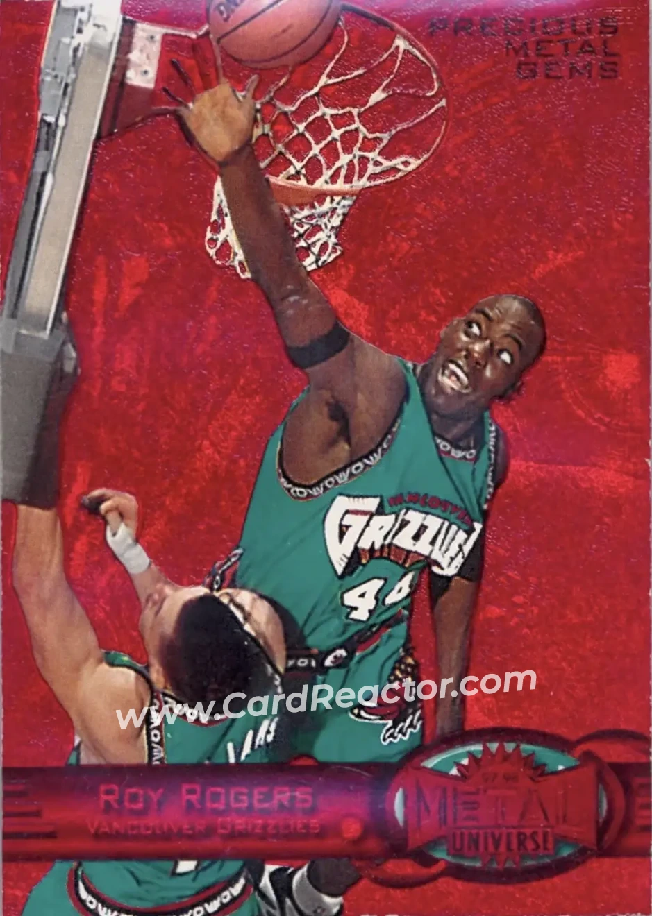 1997-98 Metal Universe - Precious Metal Gems Red #46 PMG - Roy Rogers - Vancouver Grizzlies - Front