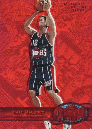 1997-98 Metal Universe - Precious Metal Gems Red #48 PMG - Matt Maloney - Houston Rockets