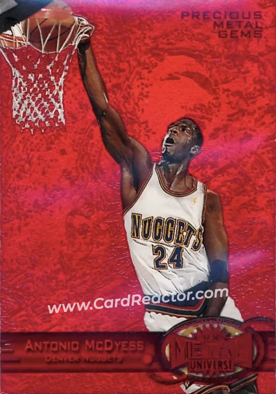 1997-98 Metal Universe - Precious Metal Gems Red #49 PMG - Antonio McDyess - Denver Nuggets - Front