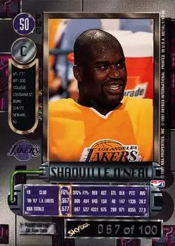 1997-98 Metal Universe - Precious Metal Gems Red #50 PMG - Shaquille O'Neal - Los Angeles Lakers - Back