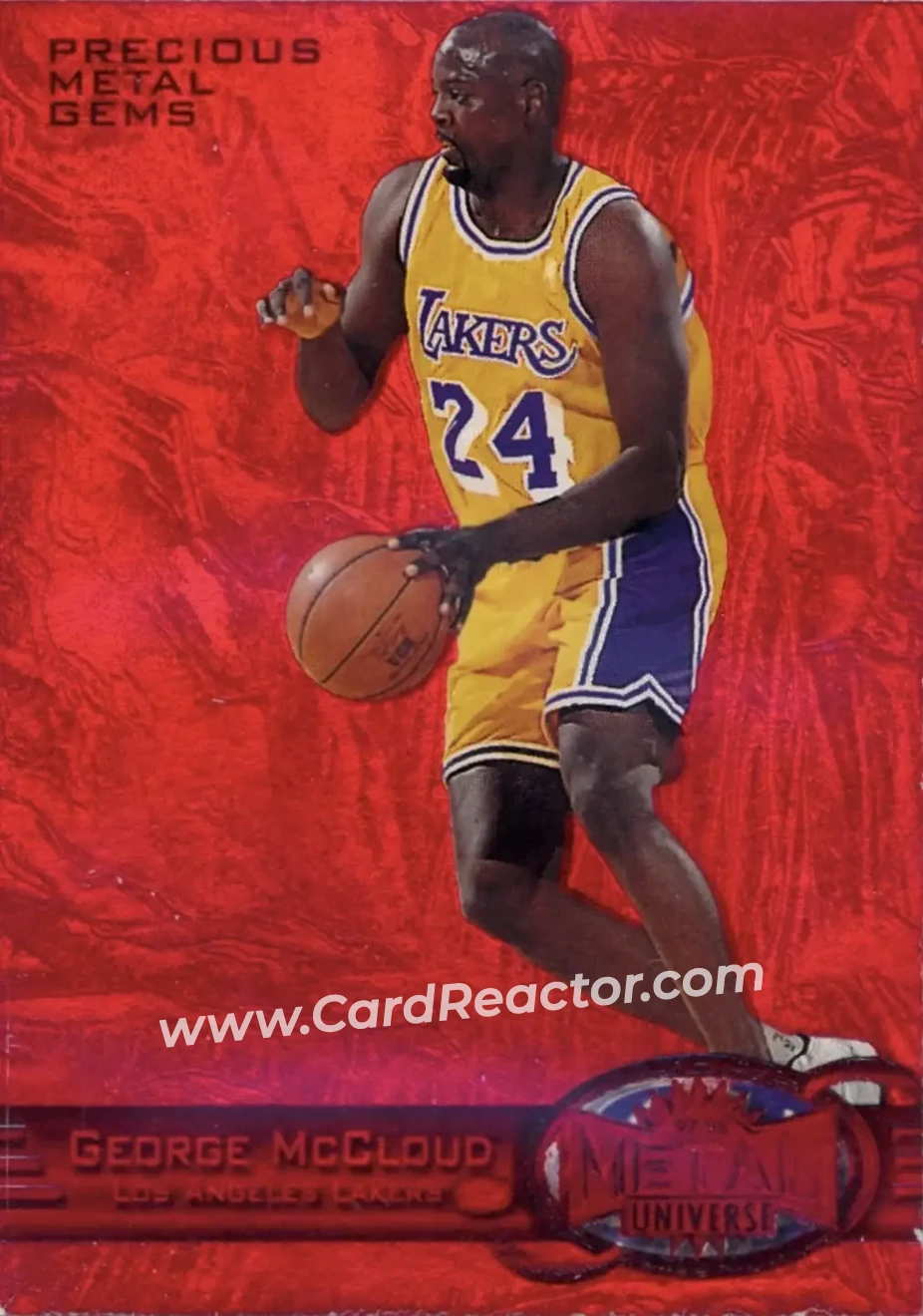 1997-98 Metal Universe - Precious Metal Gems Red #51 PMG - George McCloud - Los Angeles Lakers - Front
