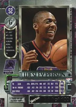 1997-98 Metal Universe - Precious Metal Gems Red #52 PMG - Wesley Person - Phoenix Suns - Back
