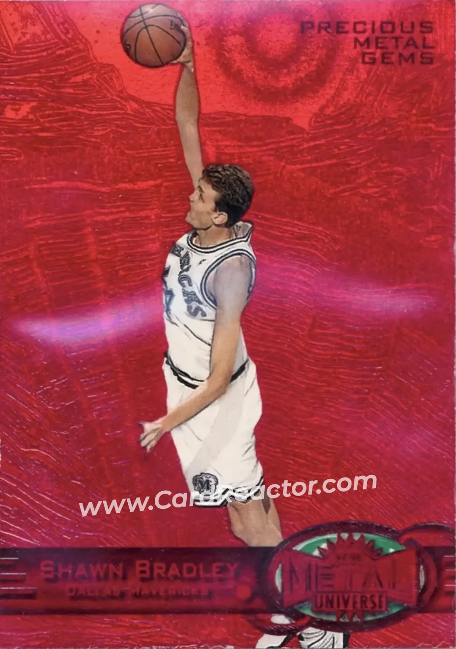 1997-98 Metal Universe - Precious Metal Gems Red #53 PMG - Shawn Bradley - Dallas Mavericks - Front