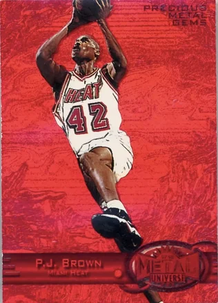 1997-98 Metal Universe - Precious Metal Gems Red #55 PMG - P.J. Brown - Miami Heat