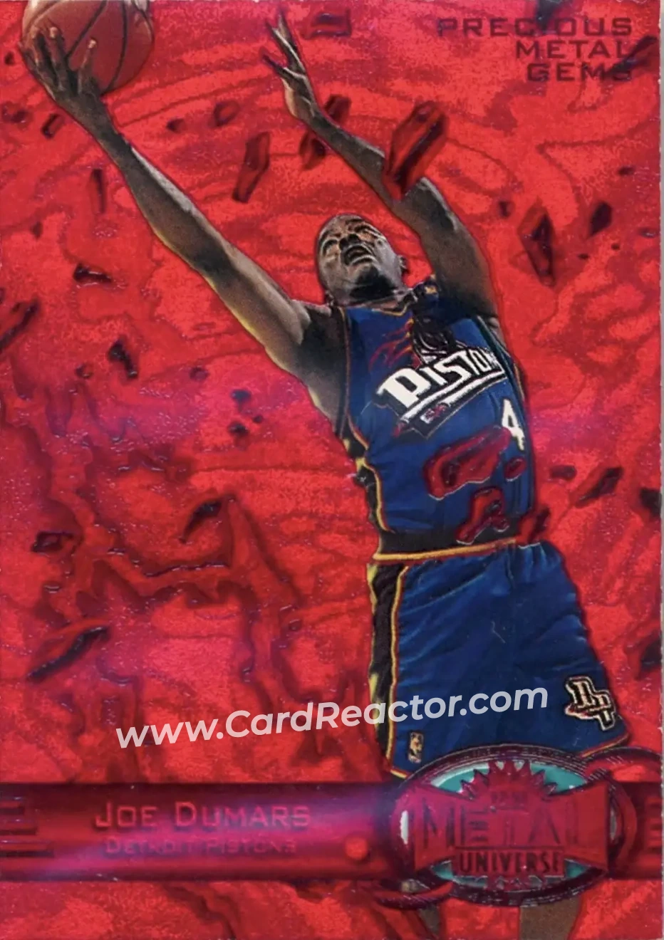 1997-98 Metal Universe - Precious Metal Gems Red #56 PMG - Joe Dumars - Detroit Pistons - Front