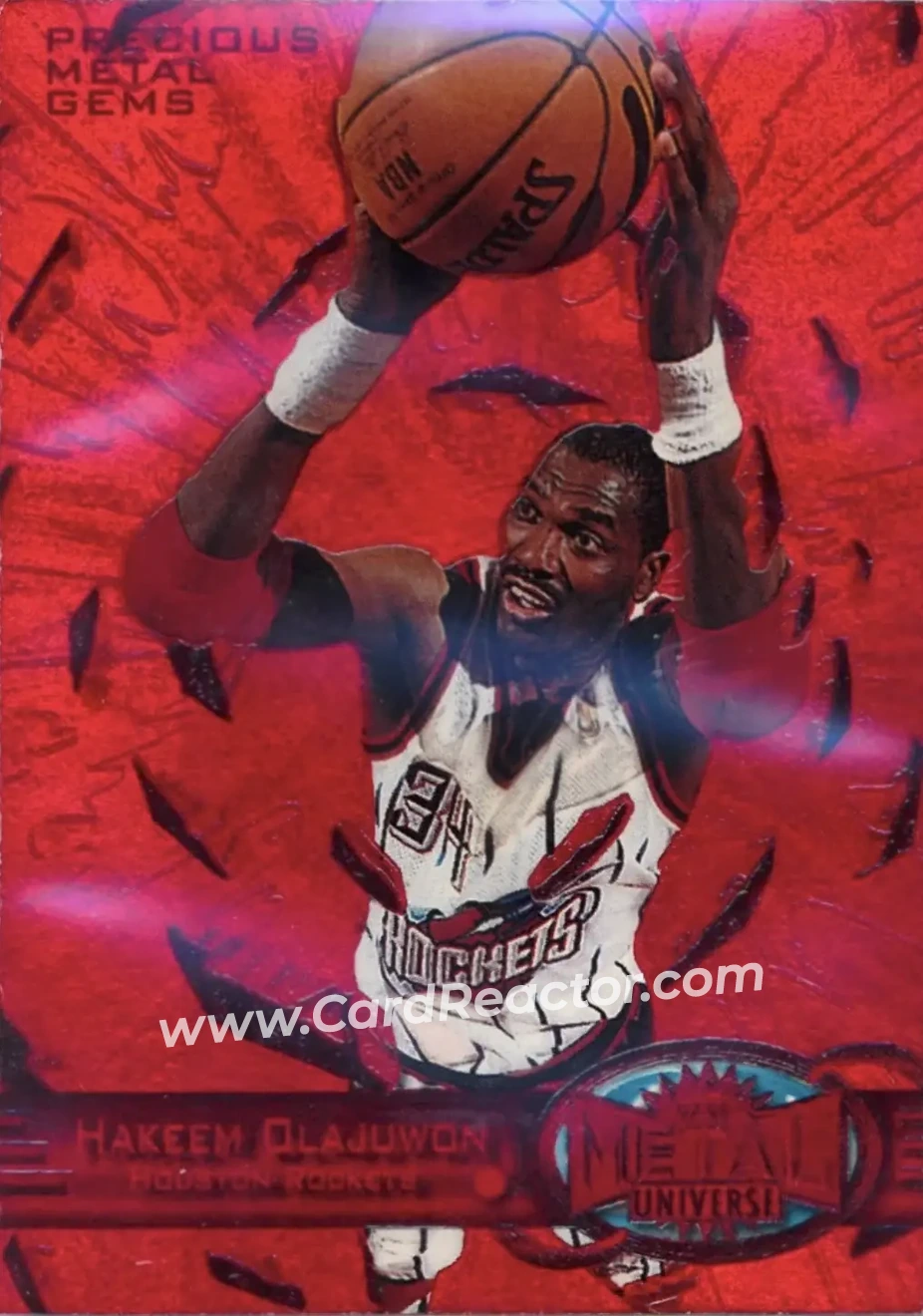 1997-98 Metal Universe - Precious Metal Gems Red #59 PMG - Hakeem Olajuwon - Houston Rockets - Front