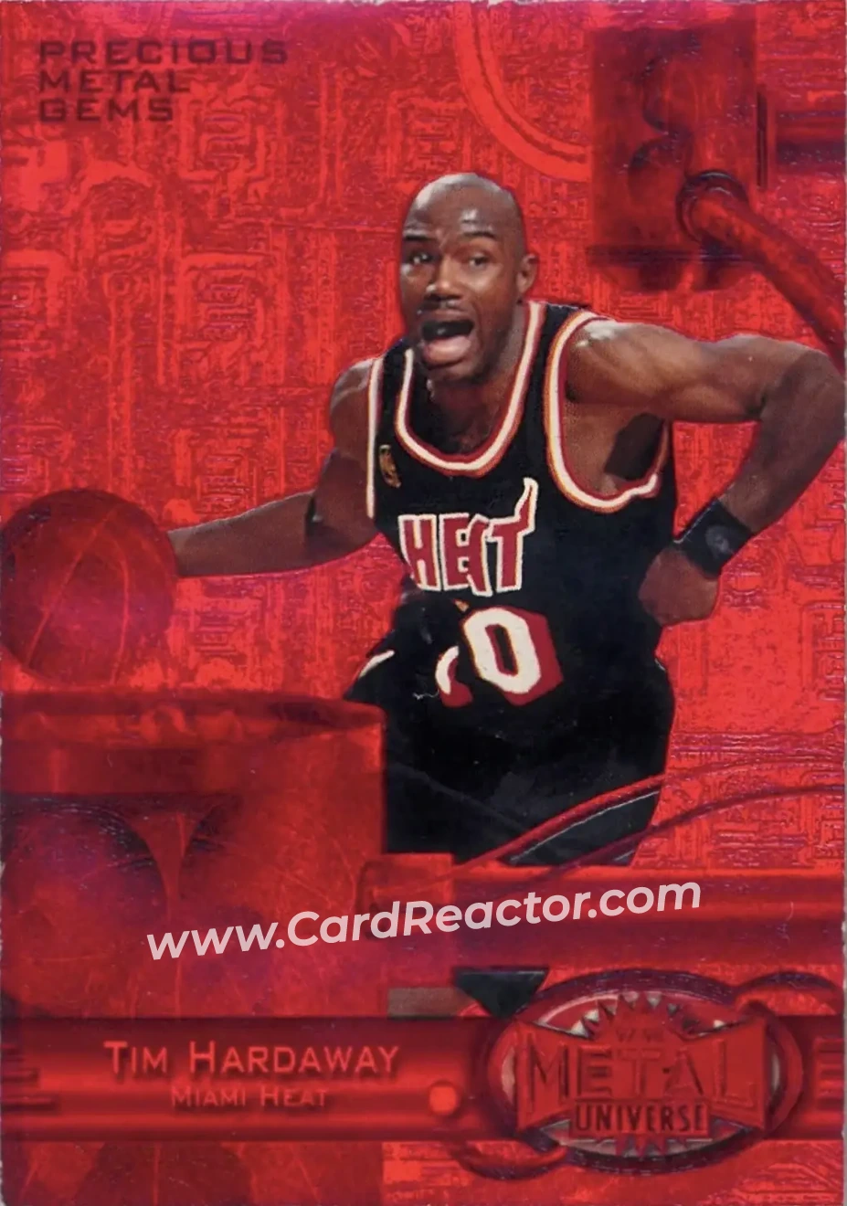 1997-98 Metal Universe - Precious Metal Gems Red #60 PMG - Tim Hardaway - Miami Heat - Front