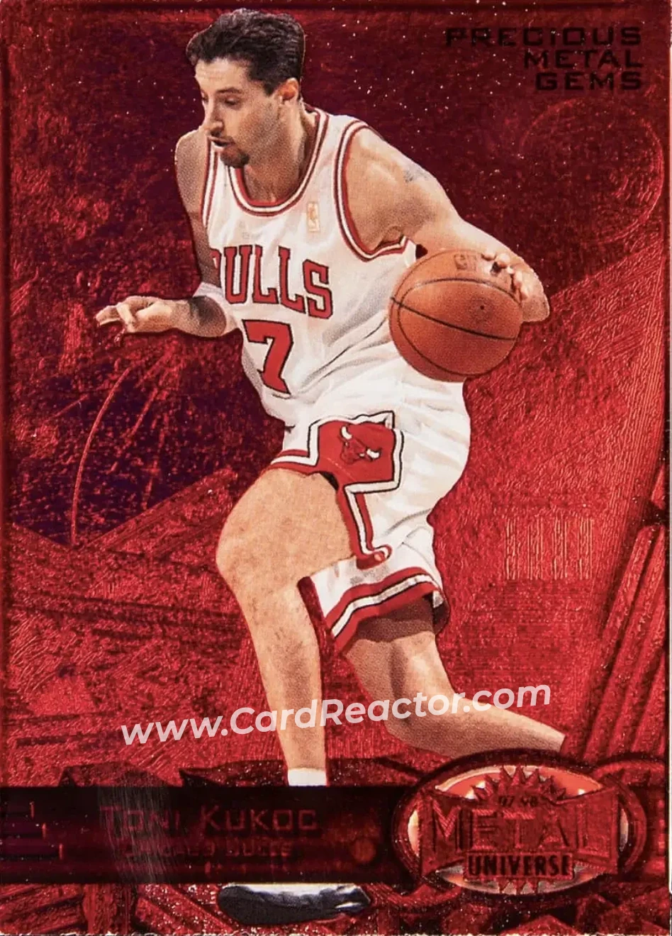 1997-98 Metal Universe - Precious Metal Gems Red #61 PMG - Toni Kukoc - Chicago Bulls - Front