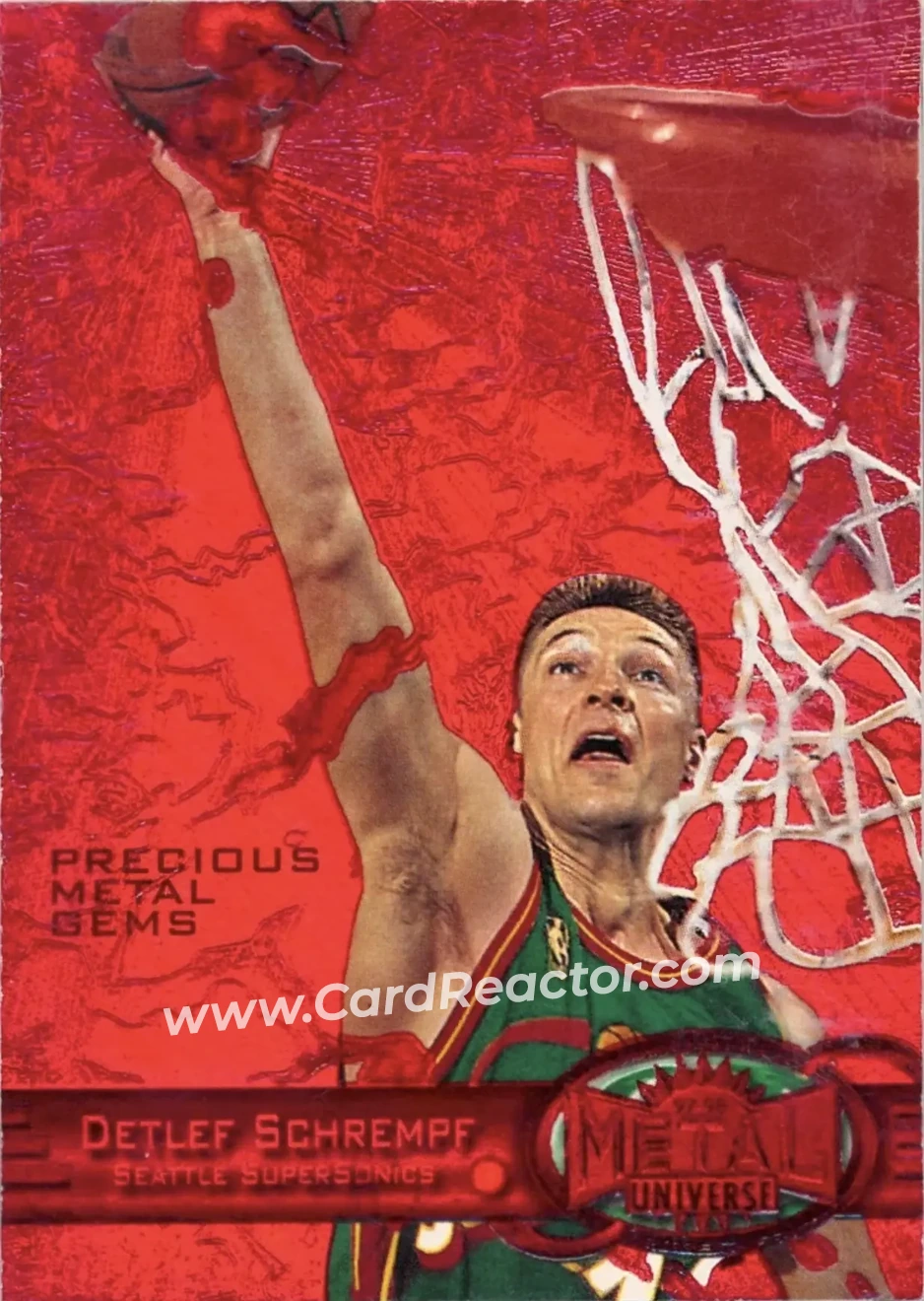 1997-98 Metal Universe - Precious Metal Gems Red #65 PMG - Detlef Schrempf - Seattle SuperSonics - Front
