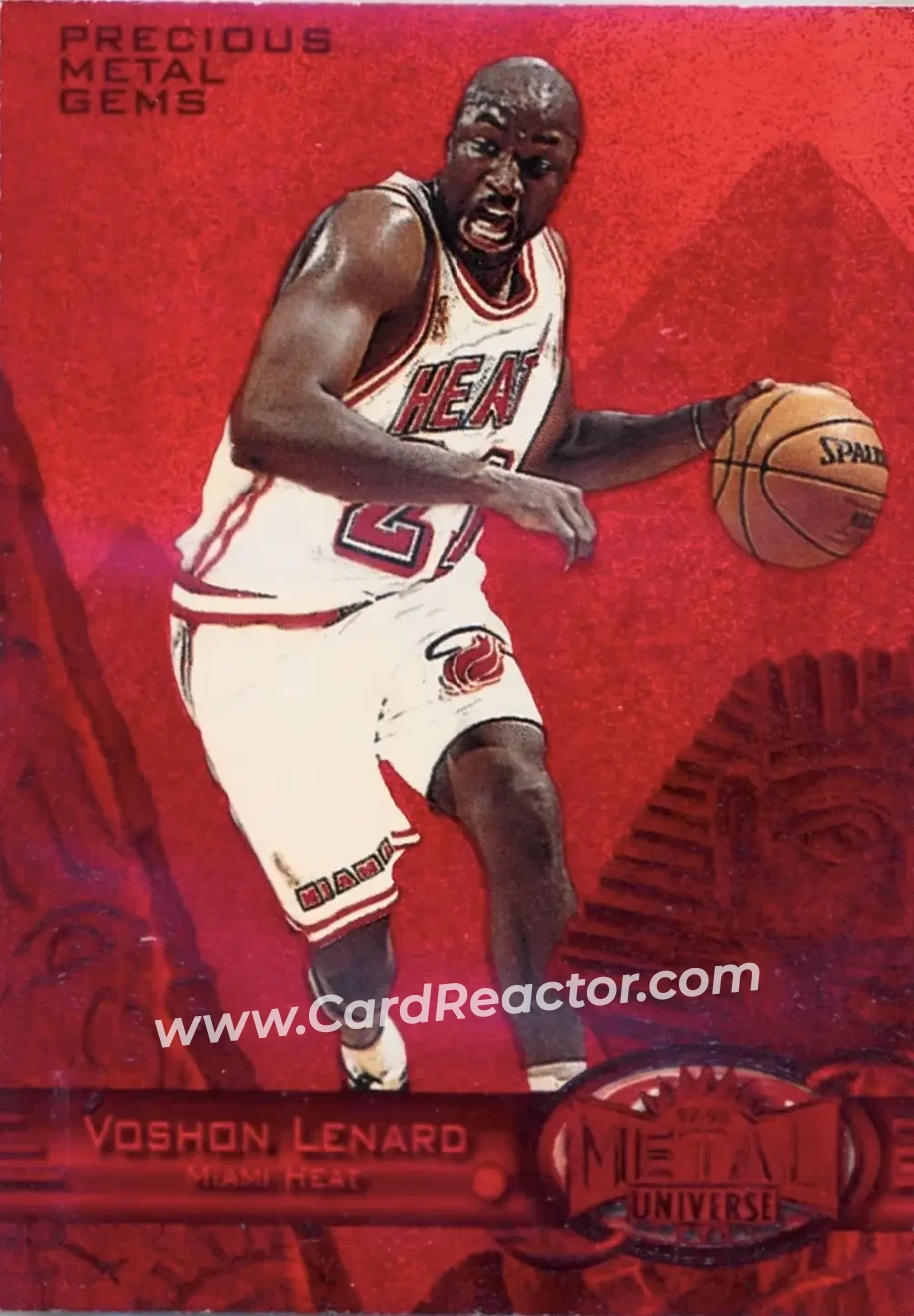 1997-98 Metal Universe - Precious Metal Gems Red #68 PMG - Voshon Lenard - Miami Heat - Front