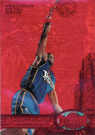 1997-98 Metal Universe - Precious Metal Gems Red #71 PMG - Lindsey Hunter - Detroit Pistons 1997-98 Metal Universe - Precious Metal Gems Red #71 PMG - Lindsey Hunter - Detroit Pistons