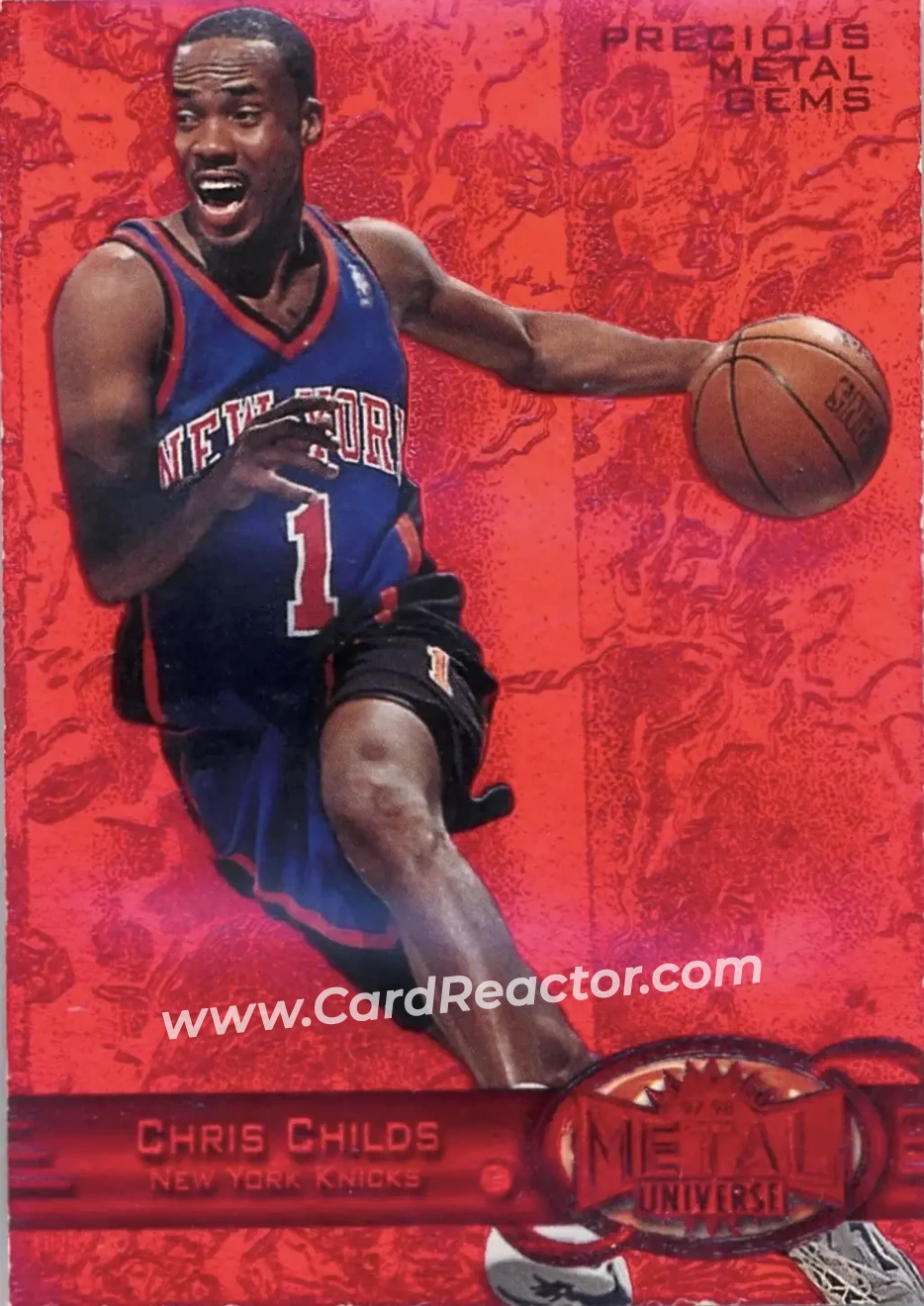 1997-98 Metal Universe - Precious Metal Gems Red #82 PMG - Chris Childs - New York Knicks - Front