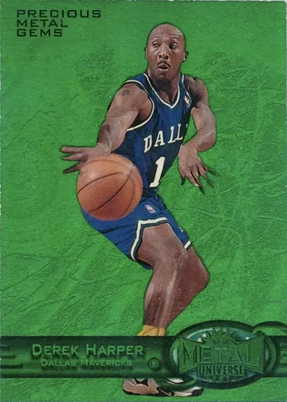 1997-98 Metal Universe - Precious Metal Gems Emerald #4 PMG - Derek Harper - Dallas Mavericks