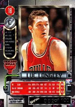 1997-98 Metal Universe - Precious Metal Gems Emerald #18 PMG - Luc Longley - Chicago Bulls - Back