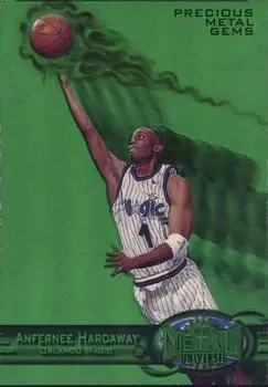 1997-98 Metal Universe - Precious Metal Gems Emerald #45 PMG - Anfernee Hardaway - Orlando Magic - Front 1997-98 Metal Universe - Precious Metal Gems Emerald #45 PMG - Anfernee Hardaway - Orlando Magic - Front