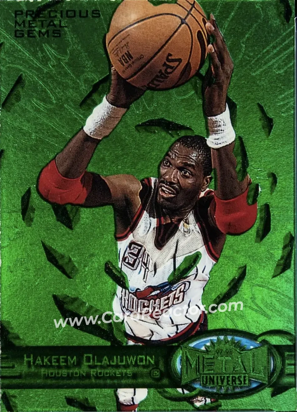 1997-98 Metal Universe - Precious Metal Gems Emerald #59 PMG - Hakeem Olajuwon - Houston Rockets - Front