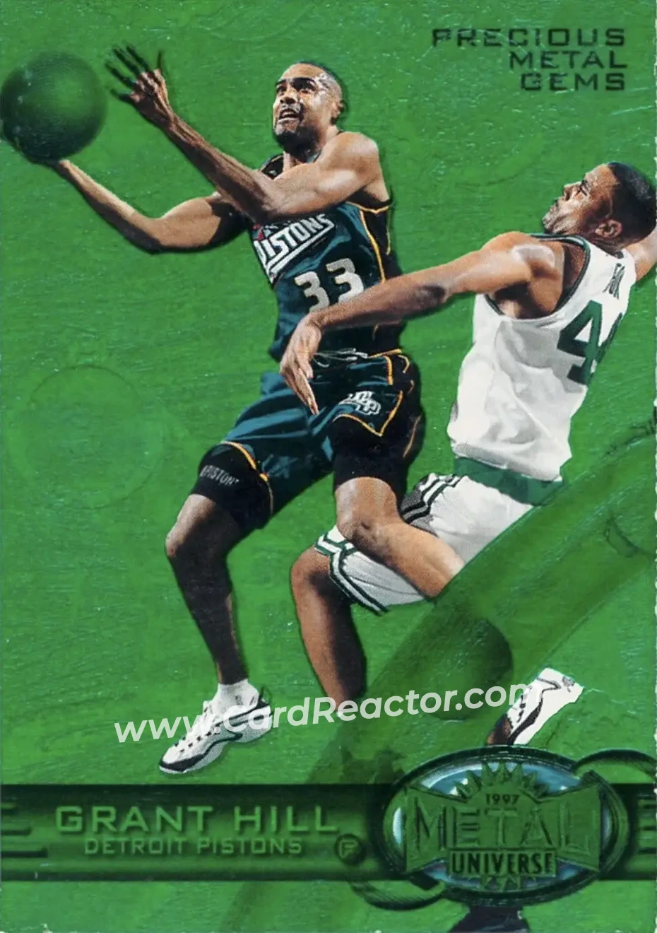 1997-98 Metal Universe - Precious Metal Gems Emerald #64 PMG - Grant Hill - Detroit Pistons - Front