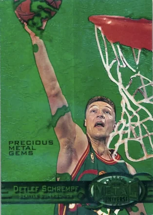 1997-98 Metal Universe #65 PMG Precious Metal Gems Emerald Detlef Schrempf