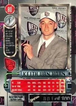 1997-98 Metal Universe - Precious Metal Gems Emerald #80 PMG - Keith Van Horn - New Jersey Nets - Back 1997-98 Metal Universe - Precious Metal Gems Emerald #80 PMG - Keith Van Horn - New Jersey Nets - Back