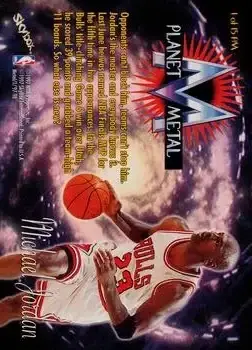 1997-98 Metal Universe - Planet Metal #1 PM - Michael Jordan - Chicago Bulls - Back 1997-98 Metal Universe - Planet Metal #1 PM - Michael Jordan - Chicago Bulls - Back