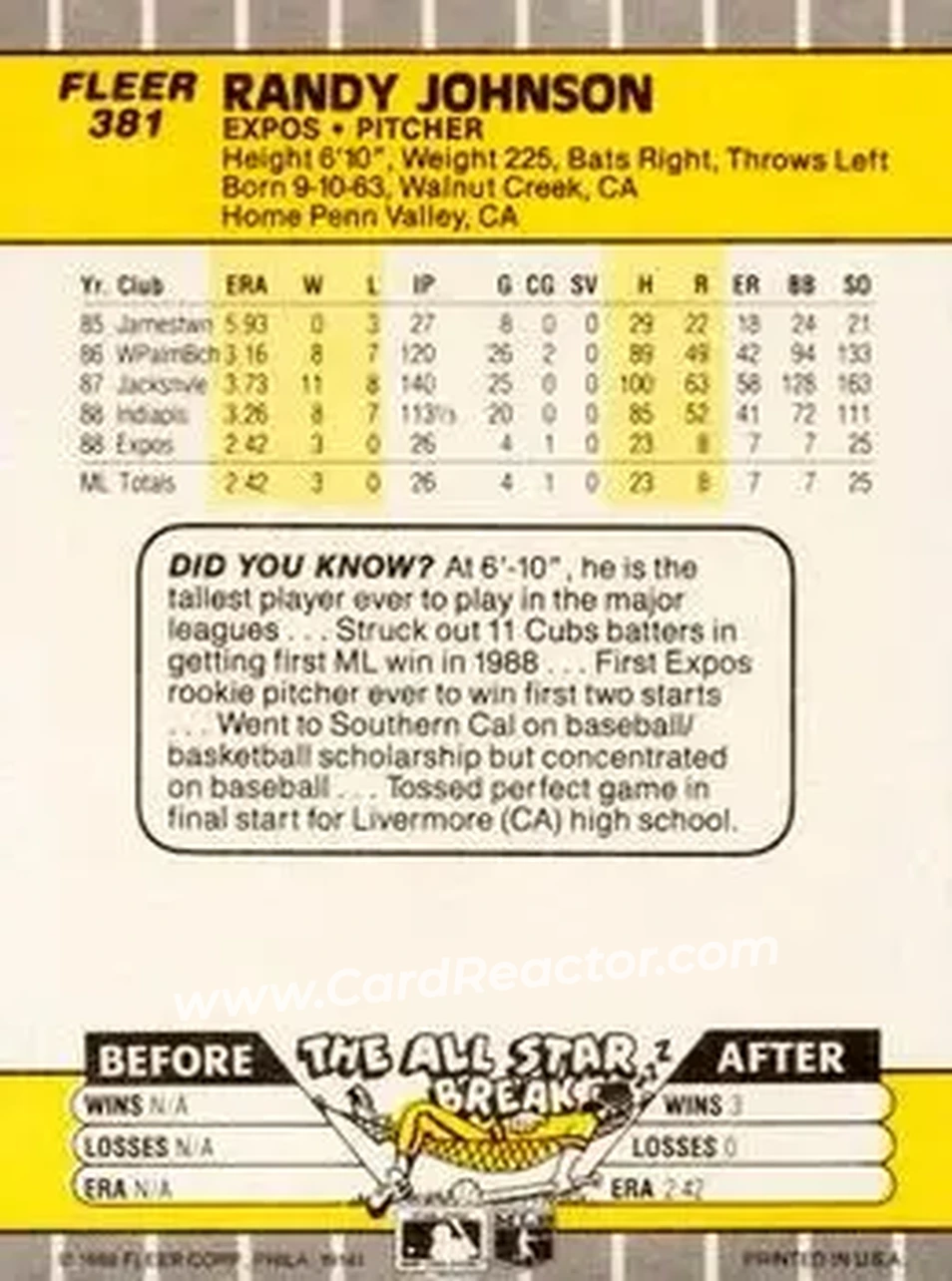 Back of Randy Johnson