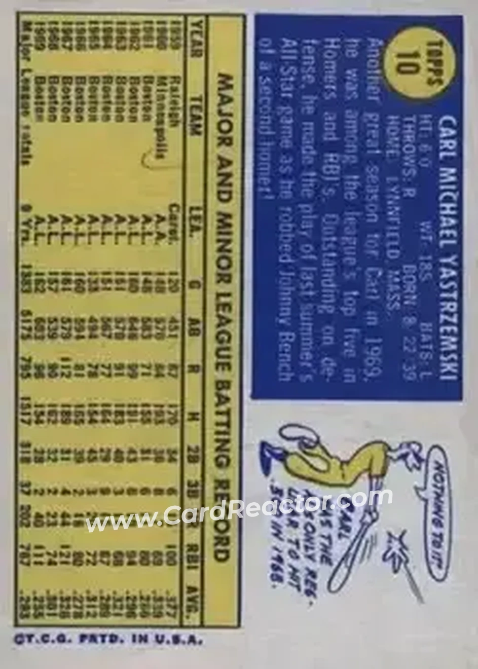 Back of Carl Yastrzemski