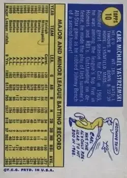 Back of Carl Yastrzemski