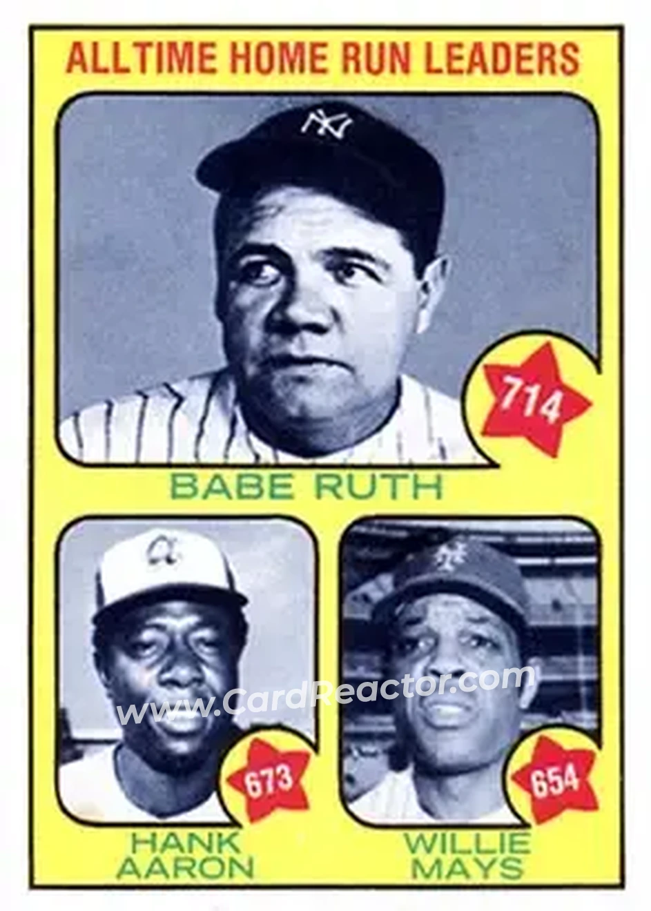 Front of Hank Aaron & Willie Mays & Babe Ruth