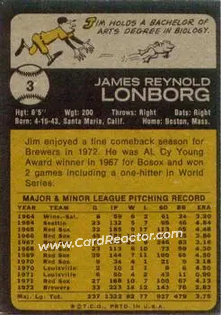 Back of Jim Lonborg