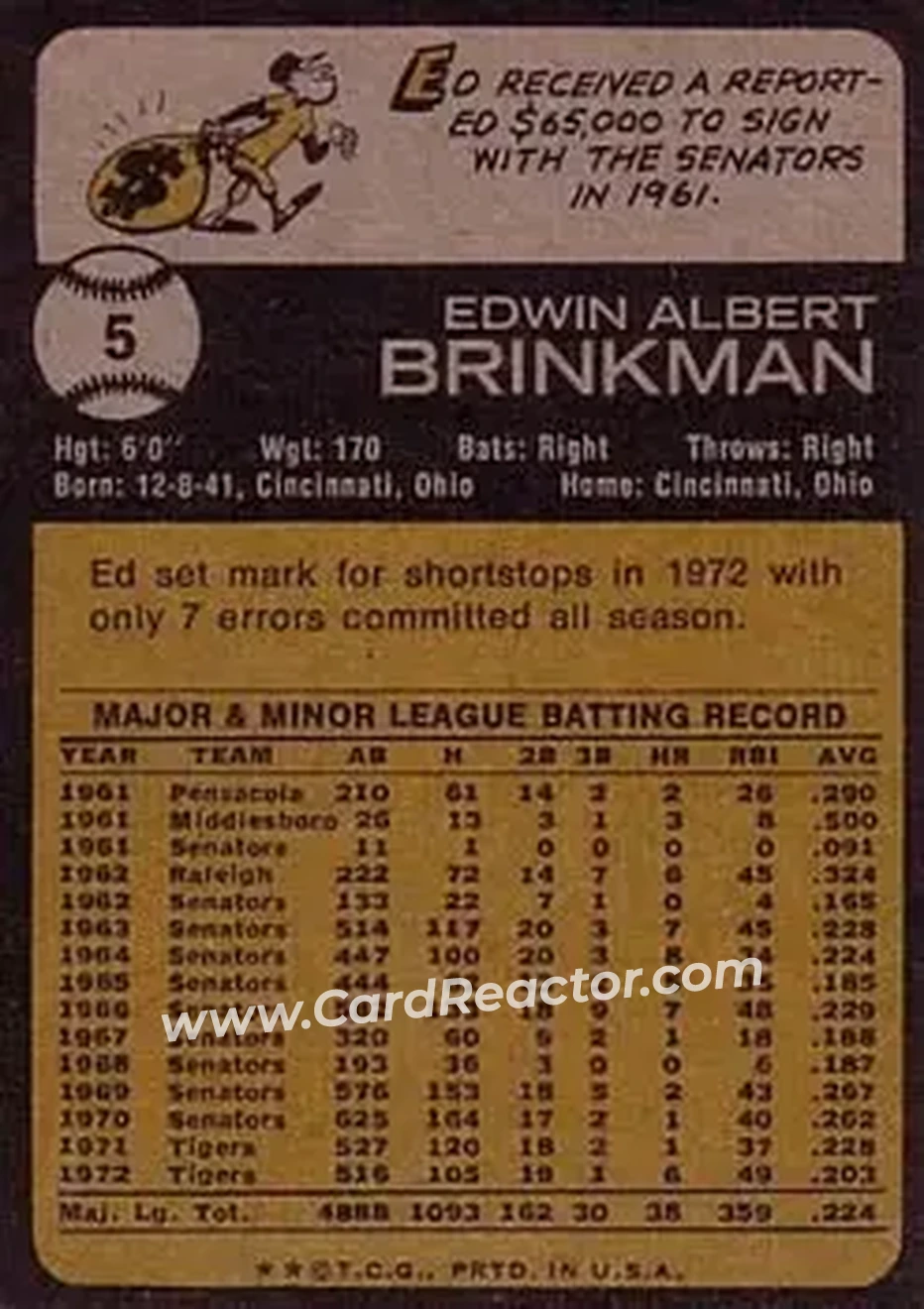 Back of Ed Brinkman
