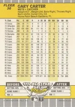 Back of Gary Carter