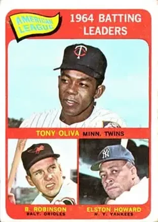 1965 Topps #1 - Elston Howard & Tony Oliva & Brooks Robinson - Baltimore Orioles, Minnesota Twins, New York Yankees 1965 Topps #1 - Elston Howard & Tony Oliva & Brooks Robinson - Baltimore Orioles, Minnesota Twins, New York Yankees