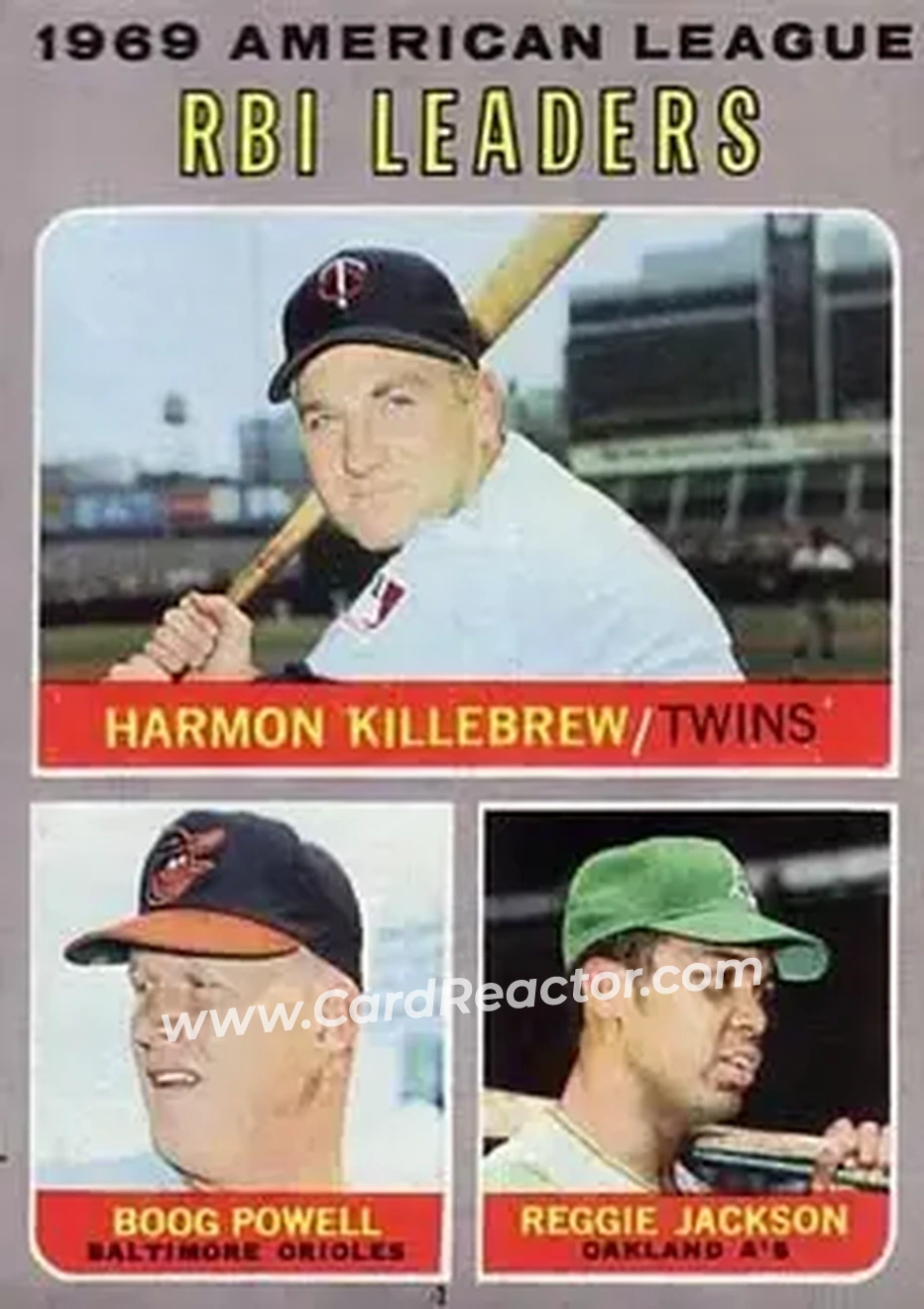Front of Reggie Jackson (b.1946 OF) & Harmon Killebrew & John Powell