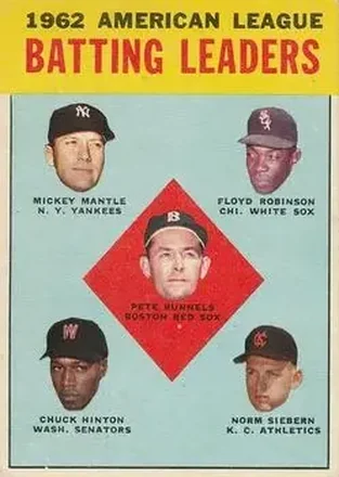 1963 Topps #2 Chuck Hinton & Mickey Mantle & Floyd Robinson & Pete Runnels & Norm Siebern