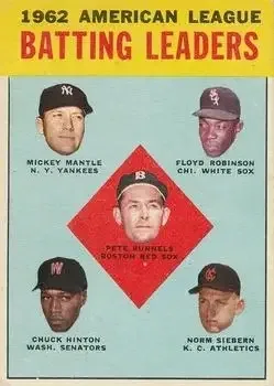 1963 Topps #2 Chuck Hinton & Mickey Mantle & Floyd Robinson & Pete Runnels & Norm Siebern