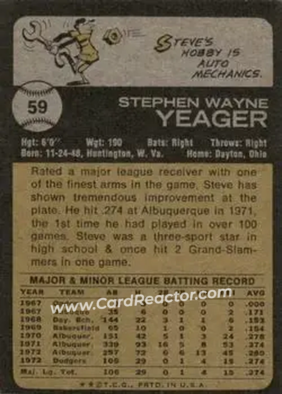 Back of Steve Yeager