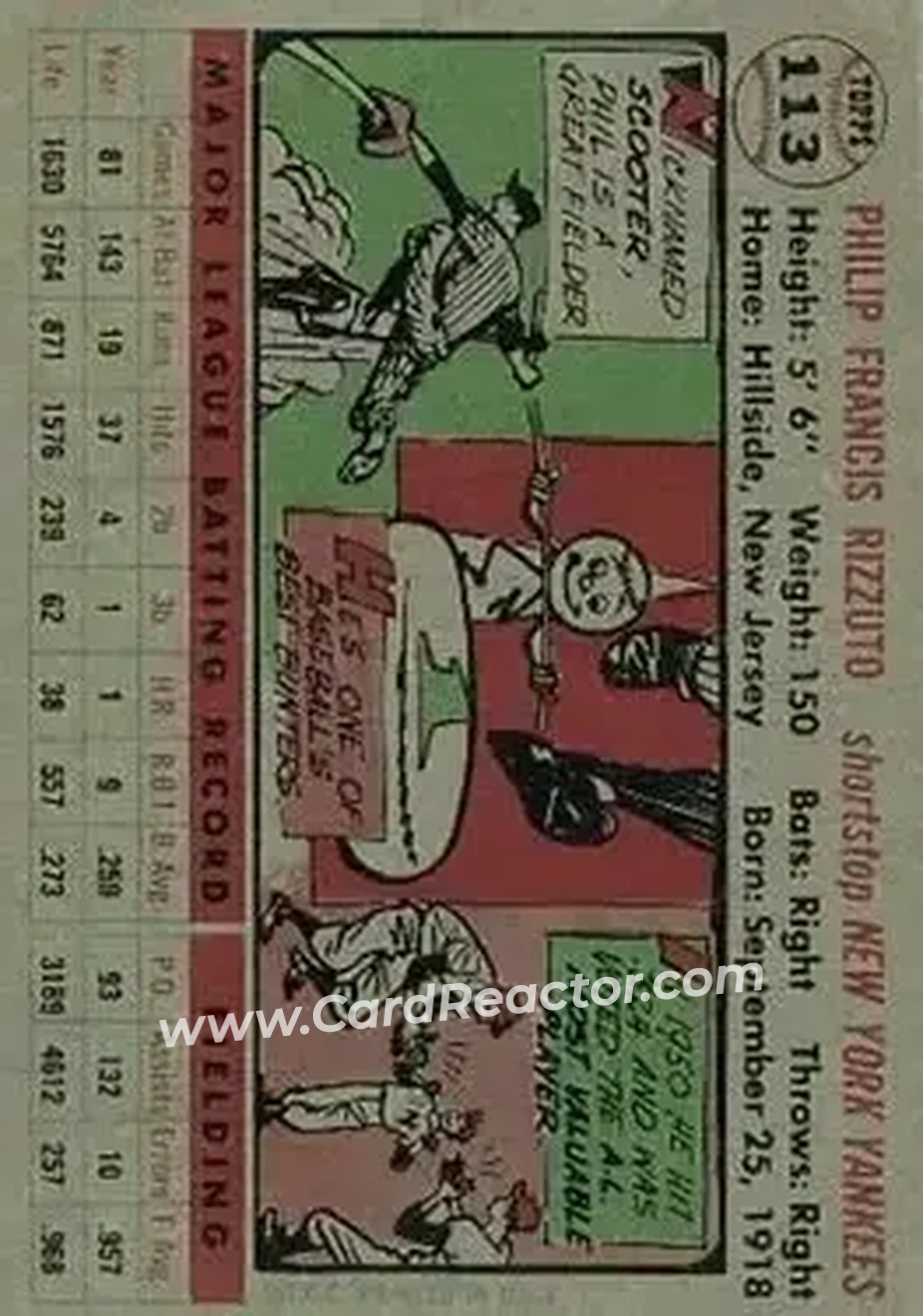 Back of Phil Rizzuto