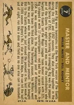 Back of Willie Mays & Bill Rigney