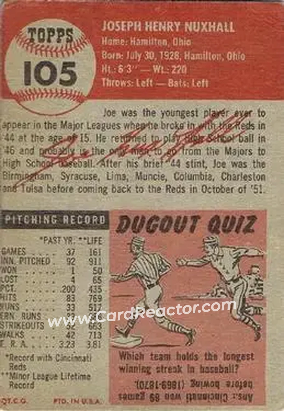 Back of Joe Nuxhall