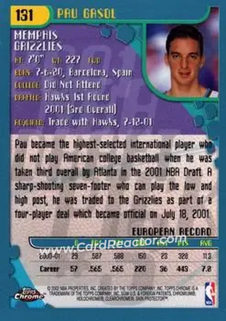 Back of Pau Gasol