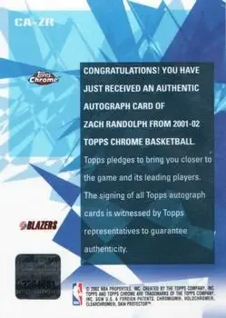 Back of Zach Randolph