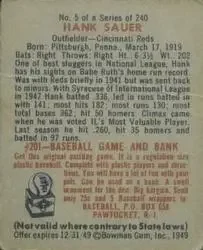 Back of Hank Sauer