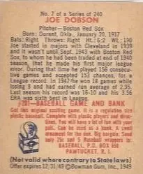 Back of Joe Dobson