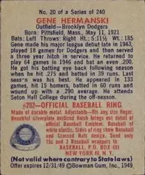 Back of Gene Hermanski