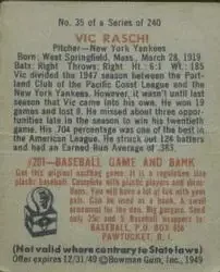 Back of Vic Raschi
