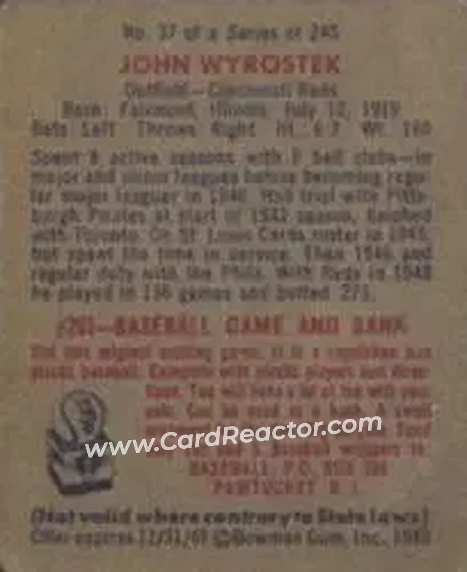 Back of Johnny Wyrostek