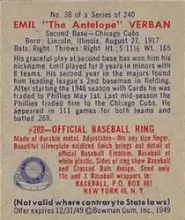 Back of Emil "The Antelope" Verban